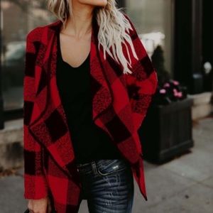 Plaid open jacket